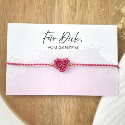 Makramee Herz Armband, personalisierter Schmuck mit Botschaft, Geschenkidee Freundin & Mama, kleines Dankeschön