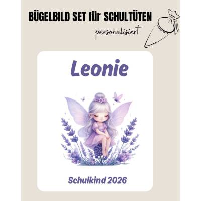 Set für Schultüte: Bügelbild Lavendel Fee 1 *personalisiert Wunschname