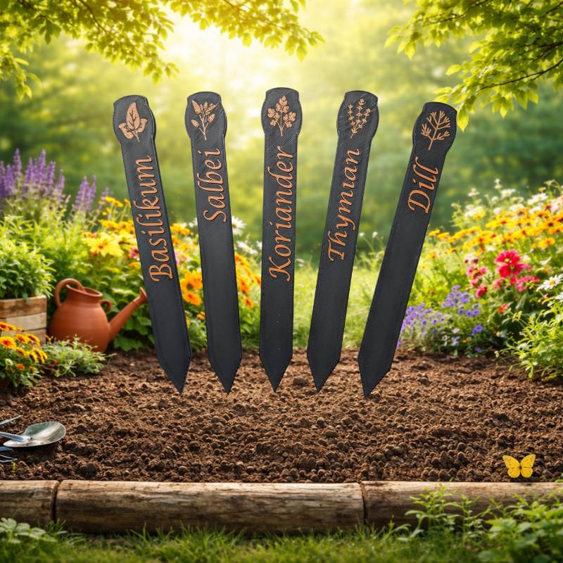 Kräuterstecker Set modern 3D, Pflanzenstecker Kräuter beschriftet, Gartenstecker Hochbeet Balkon, wähle aus 25 Varianten
