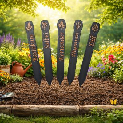 Kräuterstecker Set modern 3D, Pflanzenstecker Kräuter beschriftet, Gartenstecker Hochbeet Balkon, wähle aus 25 Varianten