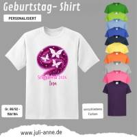 Personalisiertes Shirt GEBURTSTAG Zahl & Name personalisiert Butterfly Ina