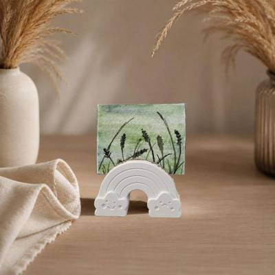 Aquarellbild mit Bildhalter grüne Wiese