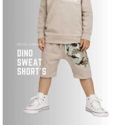 Dino Shorts Kinder Beige, kurze Hose Unisex Sweatshorts, Sommerhose Jungen Mädchen Sommerkleidung Hosen Kind Baby