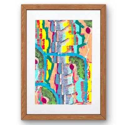 Kunstdruck „Flusssystem“ als Download – abstraktes Landschaftskunstwerk in leuchtenden Farben