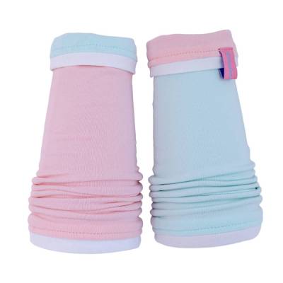 Armstulpen colorblock Nikita aus Baumwolle mit Paspel wendbar | cute kawaii in eisminze rosa weiß | Handarbeit