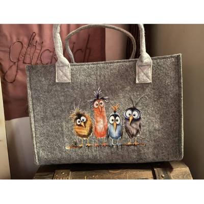 Filztasche lustige Vögel