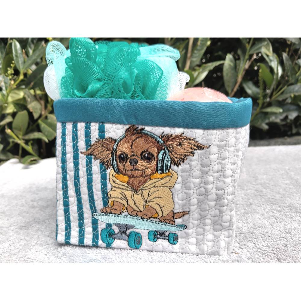 Langhaar Chihuahua Stickdatei 10x10cm – Skater Hund mit Skateboard, Hoodie & Kopfhörer Bild 10