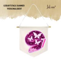 Geburtstag Deko Leinwandbanner personalisiert - Butterfly Ina