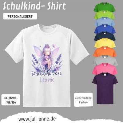 Personalisiertes Shirt SCHULKIND Name personalisiert LAVENDEL FEE 1