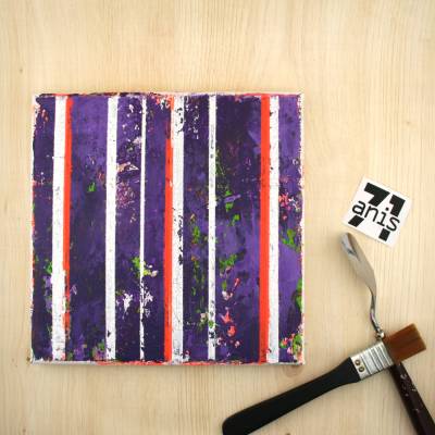 Acrylbild *Purple Stripes* 20x20 cm Unikat von ZWEIFARBIG – moderne Acrylmalerei im Streifendesign auf Leinwand