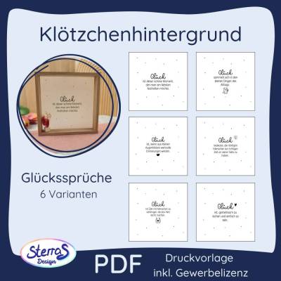 Glück Druckvorlage für Holzklötzchen – inkl. Gewerbelizenz