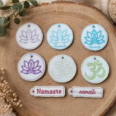 Stickdatei Set 2675 Schlüsselanhänger Yoga, Namaste, Om