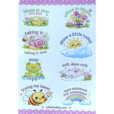 Kawaii Sticker Set Mental Health | Süße Tier Sticker | Self Love Quotes | Journal Laptop Deko | Cute Vinyl Stickers