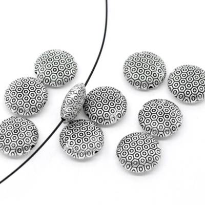 5 Stück Metallperlen 19 mm antik silber B1-0028