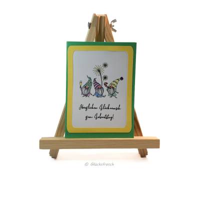 Geburtstagskarte, dunkelrot, "Happy Birthday" & Päckchen, 15 x 10,5 cm inkl. Umschlag