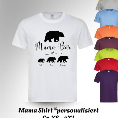 Mama Bär Shirt (Farbauswahl) - personalisiert mit Kindernamen 