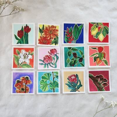 Kunstdruck 10×10 cm mit Motivwahl | Botanische Illustrationen | Giclée B-Ware | Gouache | Motivwahl