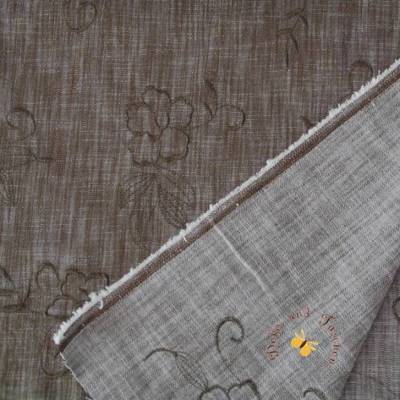 14,50 EUR/m Meterware bestickter brauner Jeansstoff 70 % Baumwolle