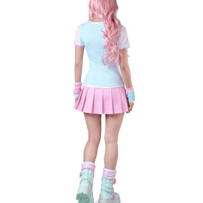 Damen Colorblock Shirt cute kawaii in eisminze rosa weiß | Modell Nikita | Handarbeit auf Bestellung