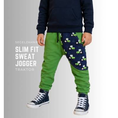 Sweat Hose Kinder Grün | Traktorhose Unisex Jungen Mädchen | Slim Fit Jogger | Segelzahn Kinderkleidung Hose | Mitwachsh