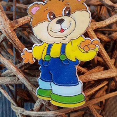 Applikation/Bügelbild Bär Hose blau 3D