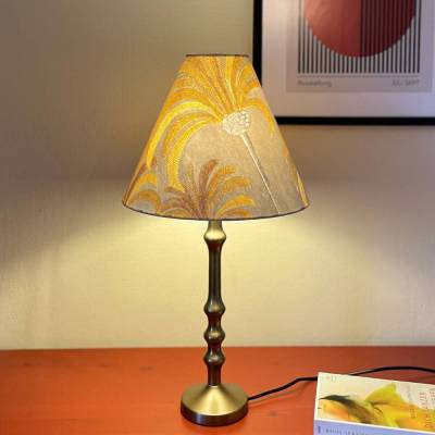 Lampenschirm „Palme mit cream konisch" | als Tisch- oder Stehlampe | Baumwollstoff