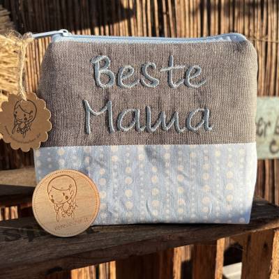 Schminktasche Beste Mama – Handgenähte Kosmetiktasche als Geschenk für Mama