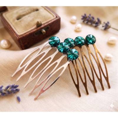 Vintage Haarkamm silber oder bronze, Cabochon, Antik-Stil – Perfekt für festliche Hochsteckfrisuren