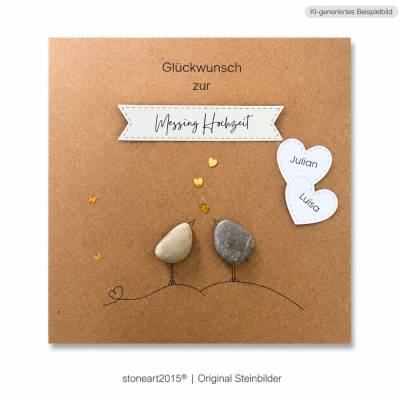 Geschenkkarte Messing Hochzeit, Karte 45..Hochzeitstag, Kieselsteine, Klappkarte, Wunschnamen personalisierbar