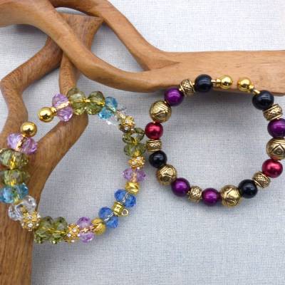 Armband, schickes Wechselarmband, gold bunt, 18-20 cm Umfang, Armschmuck