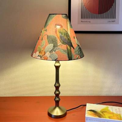 Lampenschirm „tropische Vögel mit Blumen konisch" | als Tisch- oder Stehlampe | Baumwollstoff