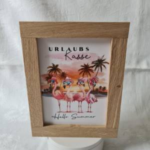 Spardose Flamingo aus Holzklötzchen