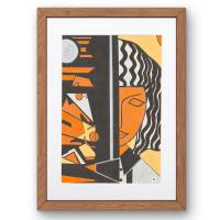 Kunstdruck „Frau in Orange“ als Download – modernes grafisches Porträt