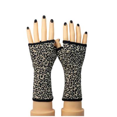 fingerlose Handschuhe Leo Muster | mit schwarzem Futter | punk steampunk rockabilly