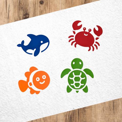 Bügelbild/Aufbügler - Meerestiere, Wal, Schildkröte - verschiedene Motive