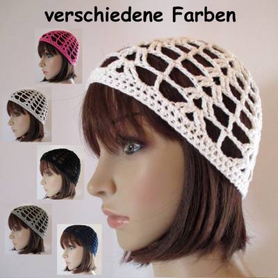 Luftig leichte kurze Mütze, verschiedene Farben, seidig glänzendes Garn, stylisch und modern, Netzmütze