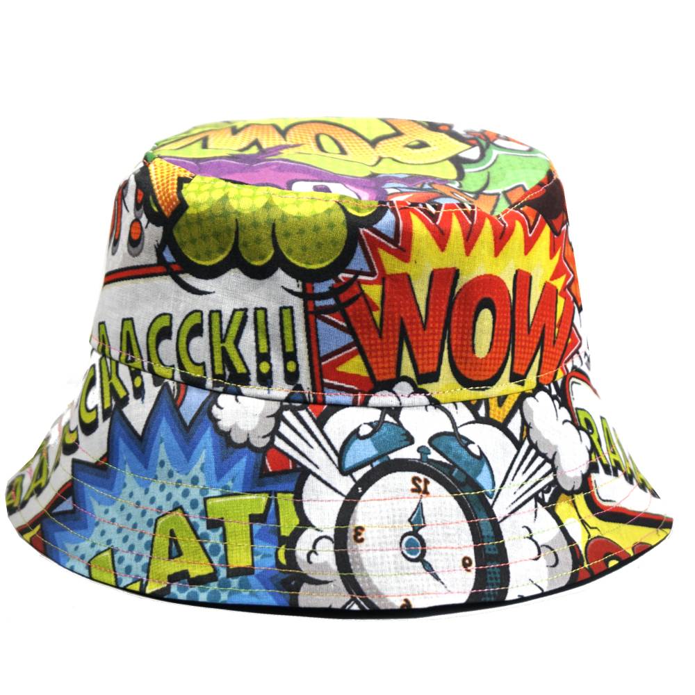 Wendbarer Sommerhut Bucket Hat Comic – Bunter Sonnenhut für Kinder & Erwachsene Bild 1