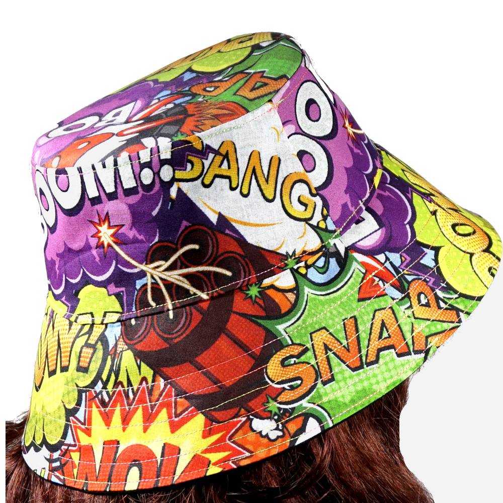 Wendbarer Sommerhut Bucket Hat Comic – Bunter Sonnenhut für Kinder & Erwachsene Bild 2