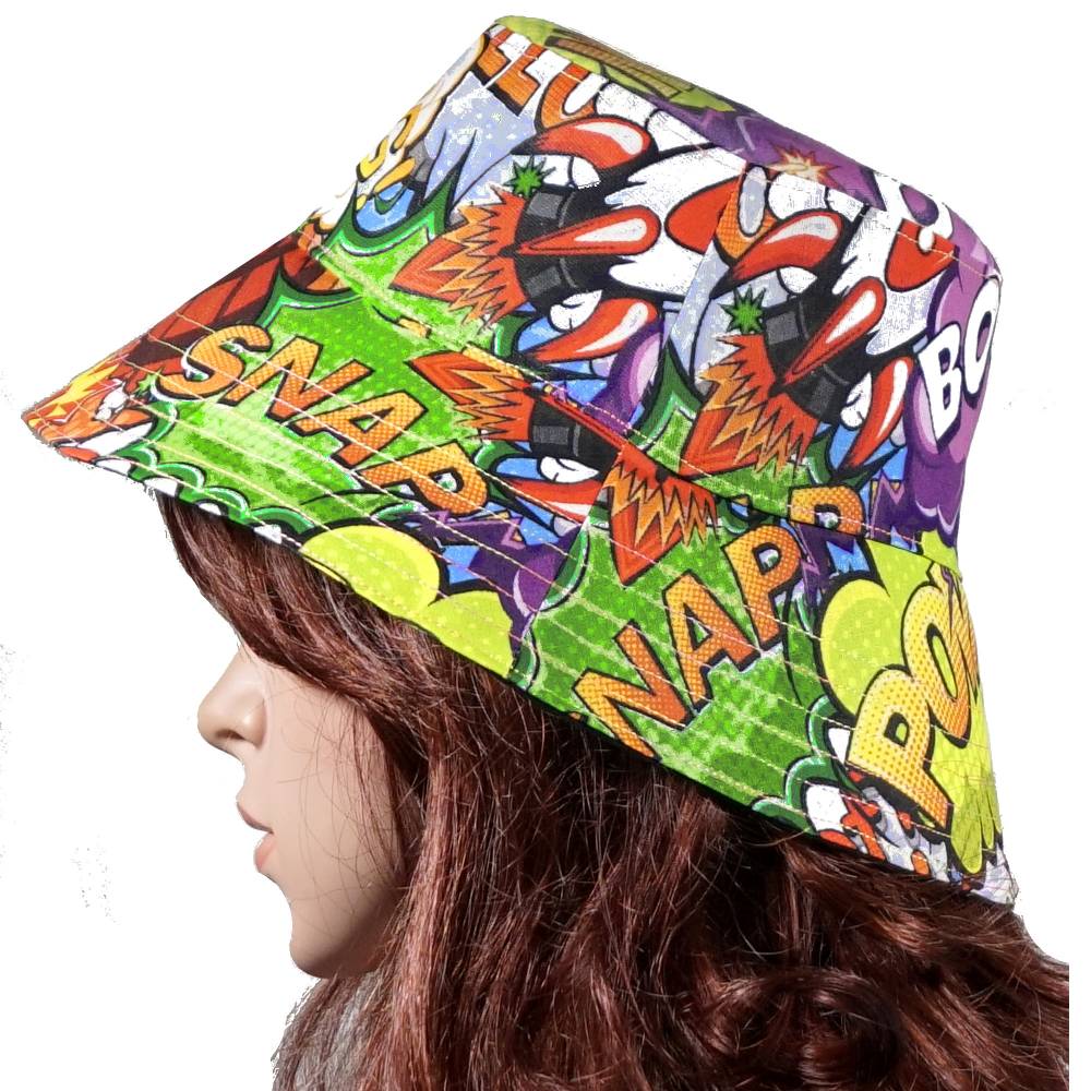 Wendbarer Sommerhut Bucket Hat Comic – Bunter Sonnenhut für Kinder & Erwachsene Bild 3