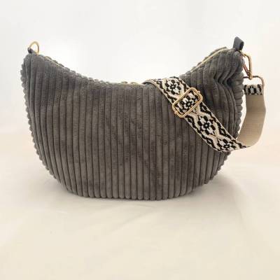 Moonbag Bananentasche aus Cord – Rippendesign, grau, vielseitig & geräumig