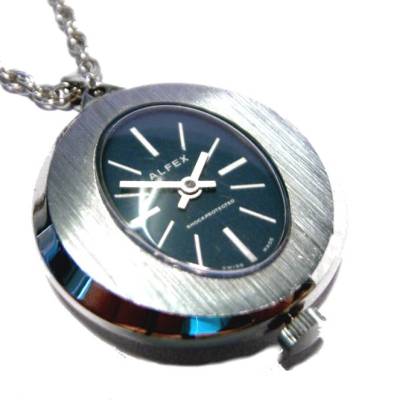 Alfex Hals- Ketten Hänge Uhr Stahl Swiss Made 70ziger