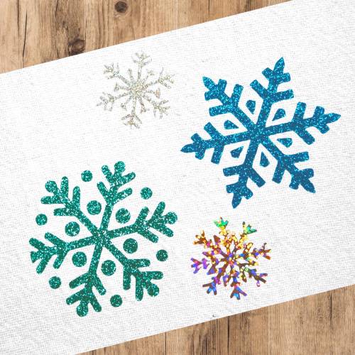 Bügelbild/Aufbügler - Schneeflocke, Schneeflocken, Eiskristalle, Eisblume - Glitzer