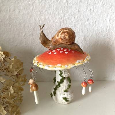 Schnecken-Pilz-Ohrringhalter