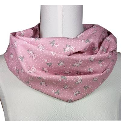 Damen Loop Schlauchschal rosa Rosen grau Blumen Punkte Geschenk Muttertag Geburtstag beste Freundin Kollegin Nachbarin