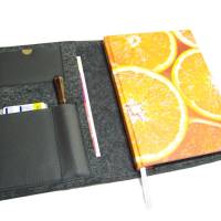 Organizer aus Merino Wollfilz + Leder für Din A5 Kalender, Ringbuch | individuell, handgemacht