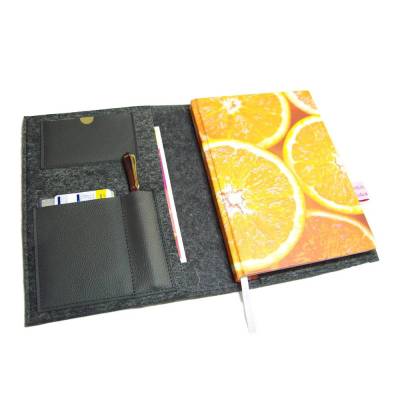 Organizer aus Merino Wollfilz + Leder für Din A5 Kalender, Ringbuch | individuell, handgemacht