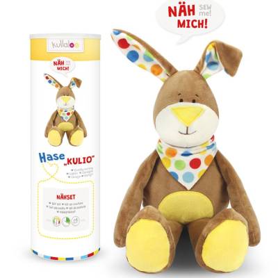 Kullaloo Nähset Hase Kulio hochwertiger Microfaser-Plüsch mit Anleitung und Schnittmuster