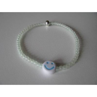 Glow in the dark - Zartes Smiley-Armband aus 3 mm Perlen, die im Dunkeln leuchten