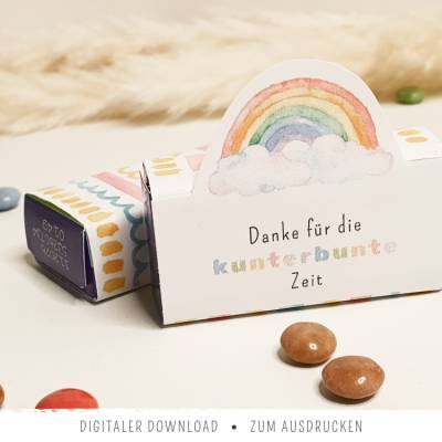 Mini-Smarties-Banderolen "Danke für die kunterbunte Zeit" | Geschenk für Erzieherin, Lehrer, Abschied Kindergarten