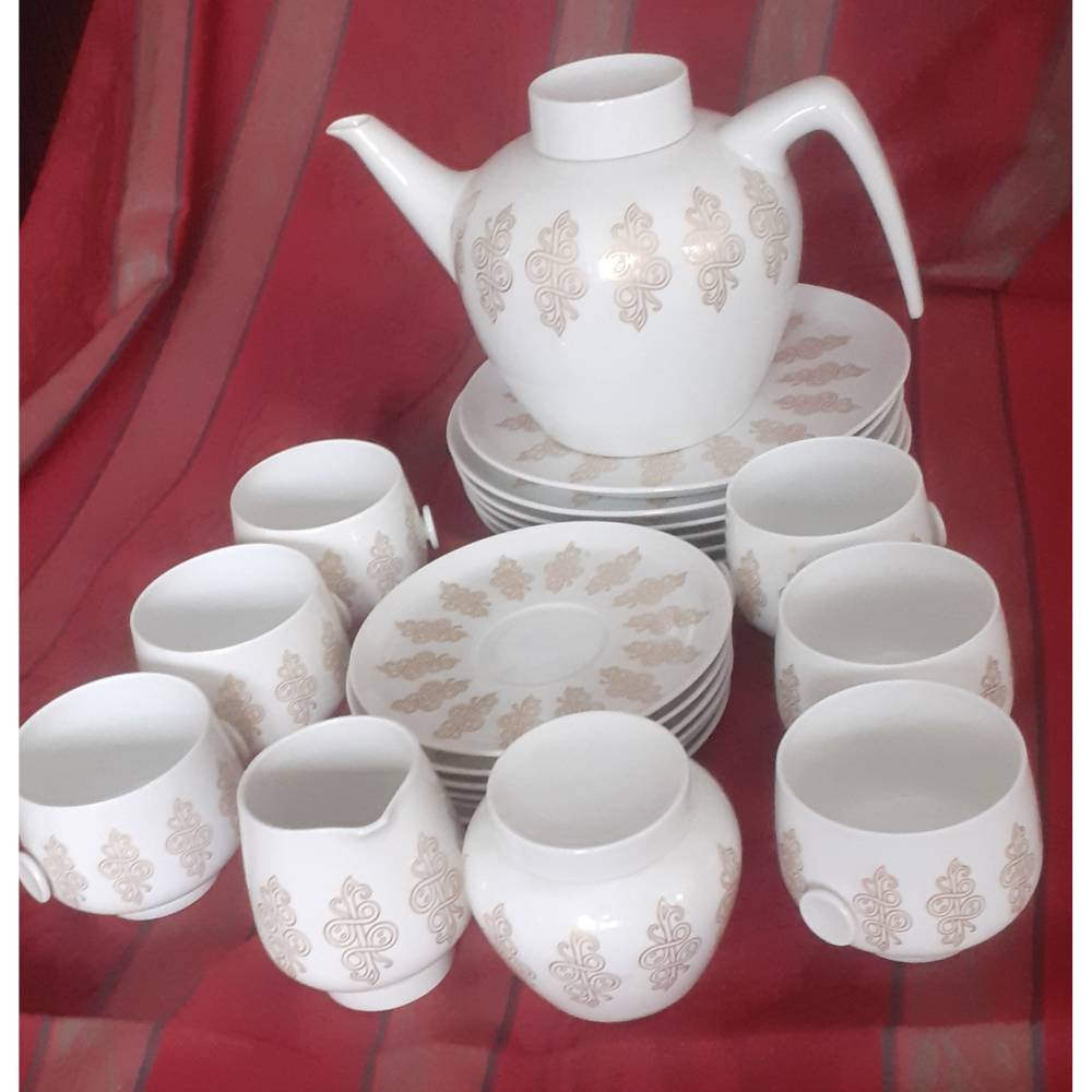 Vintage Hutschenreuther Teeservice Form 710 „Poesie“ • Design: Hans Achtziger • Dekor 9581 • 6 Personen • Top Zustand